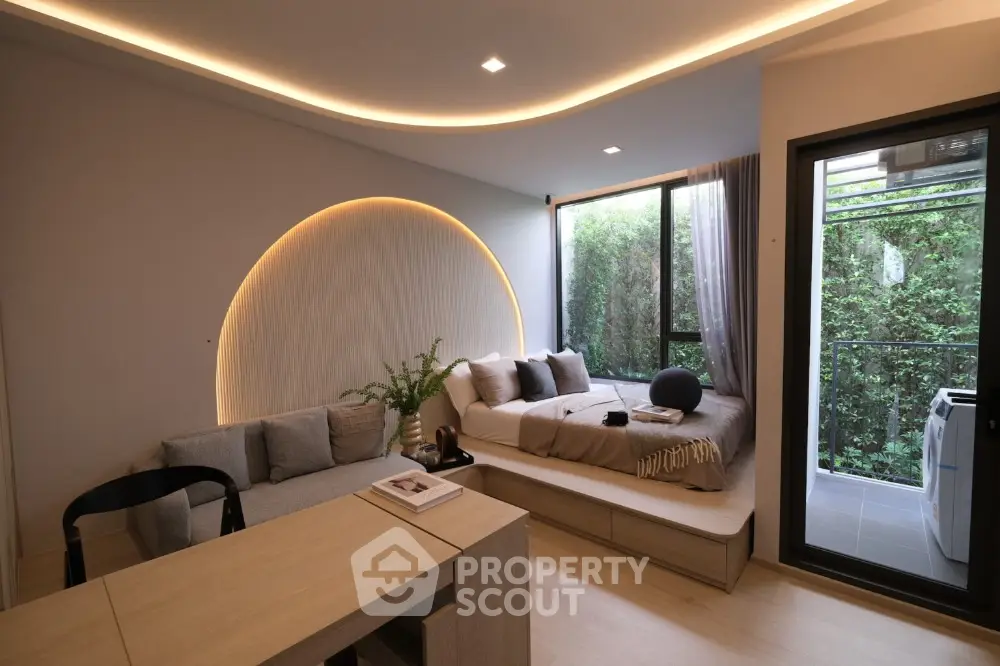 Modern studio apartment with stylish decor and natural light