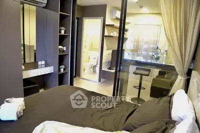 Modern bedroom with ensuite bathroom and stylish decor