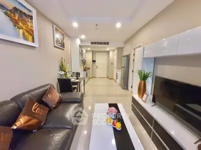 Modern living room with sleek furniture and open layout, perfect for stylish urban living.