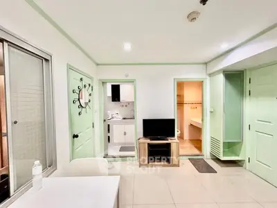 Charming apartment interior with modern kitchen and cozy living area