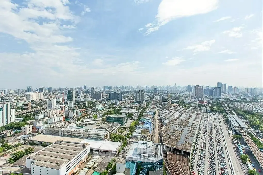 Stunning panoramic cityscape view from high-rise building showcasing urban skyline.