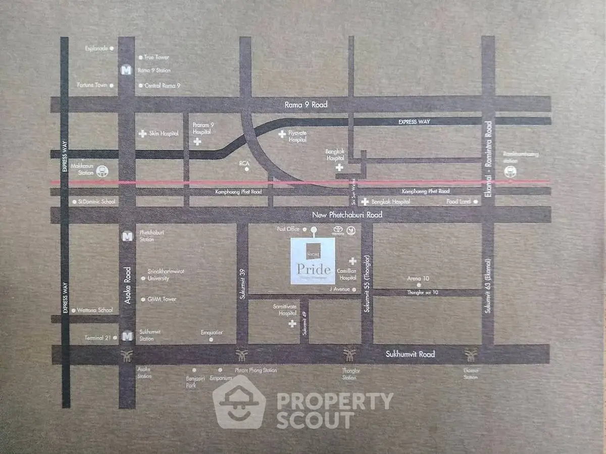 Detailed real estate map showcasing prime locations and road networks.