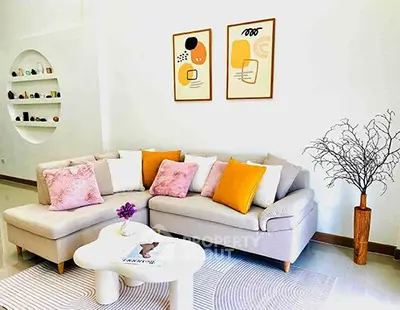Stylish living room with modern decor and cozy sectional sofa
