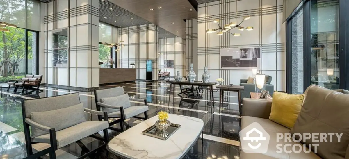 Luxurious modern lobby with elegant seating and stylish decor