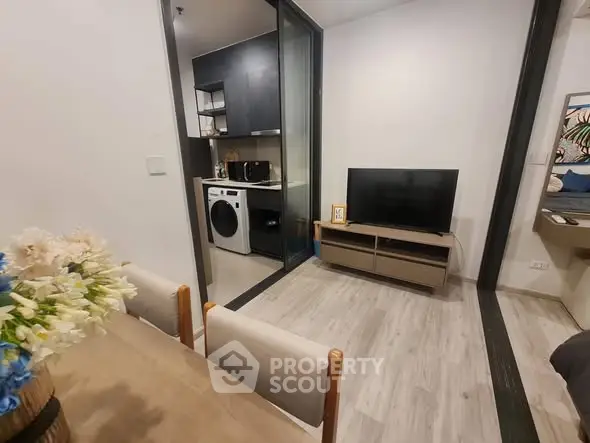 Modern apartment interior with open layout and stylish kitchen