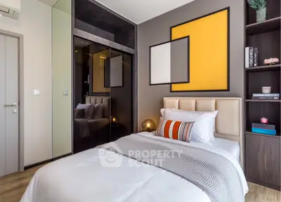 Modern bedroom with stylish decor and cozy ambiance