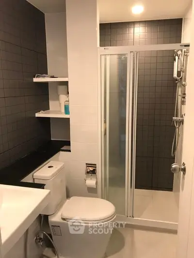 Modern bathroom with sleek shower and contemporary fixtures