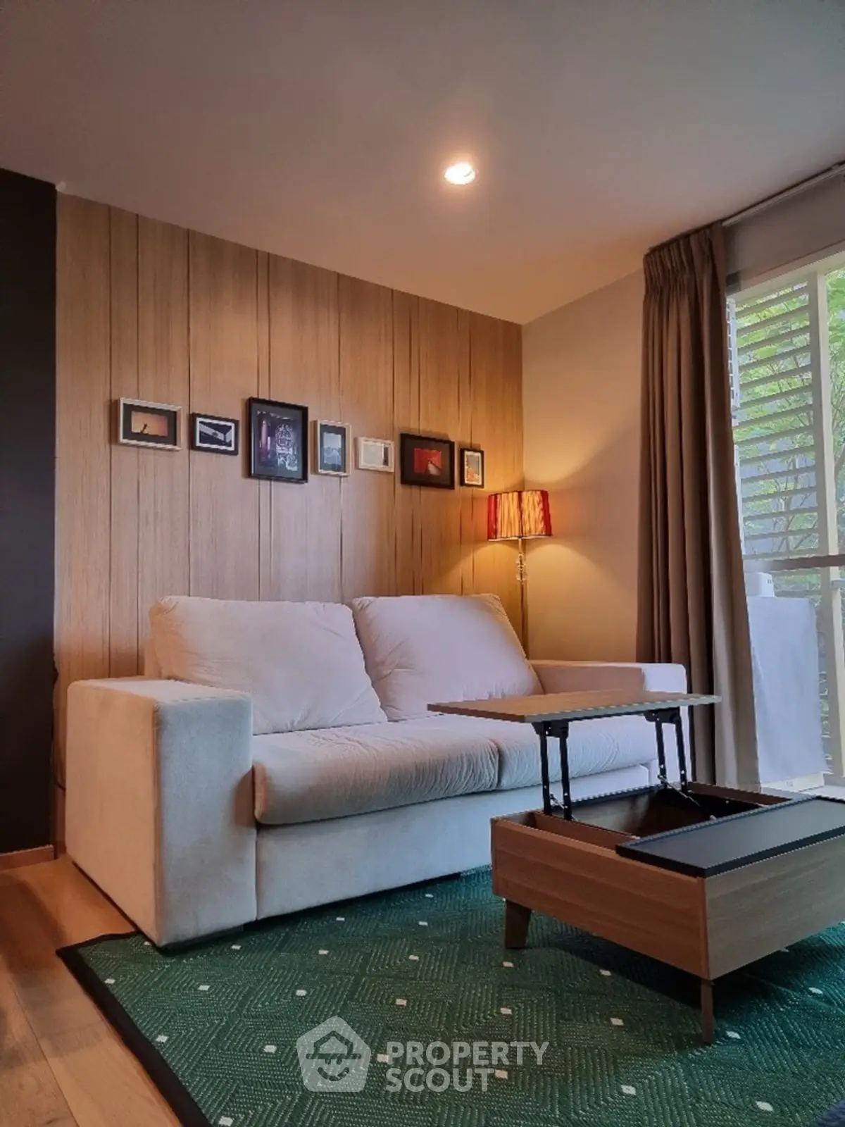 Cozy living room with stylish decor and natural light