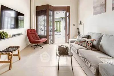 Stylish living room with modern furniture and natural light