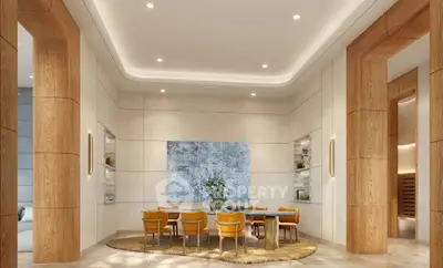 Luxurious dining area with modern decor and elegant lighting in a high-end property.