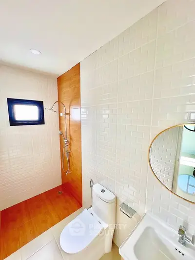 Modern bathroom with sleek fixtures and stylish tile design