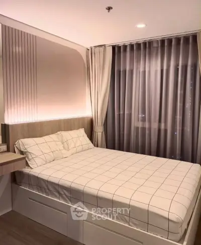 Modern bedroom with stylish decor and cozy ambiance