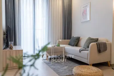 Cozy living room with modern decor and natural light