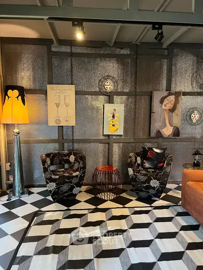 Stylish living room with modern art and unique decor elements