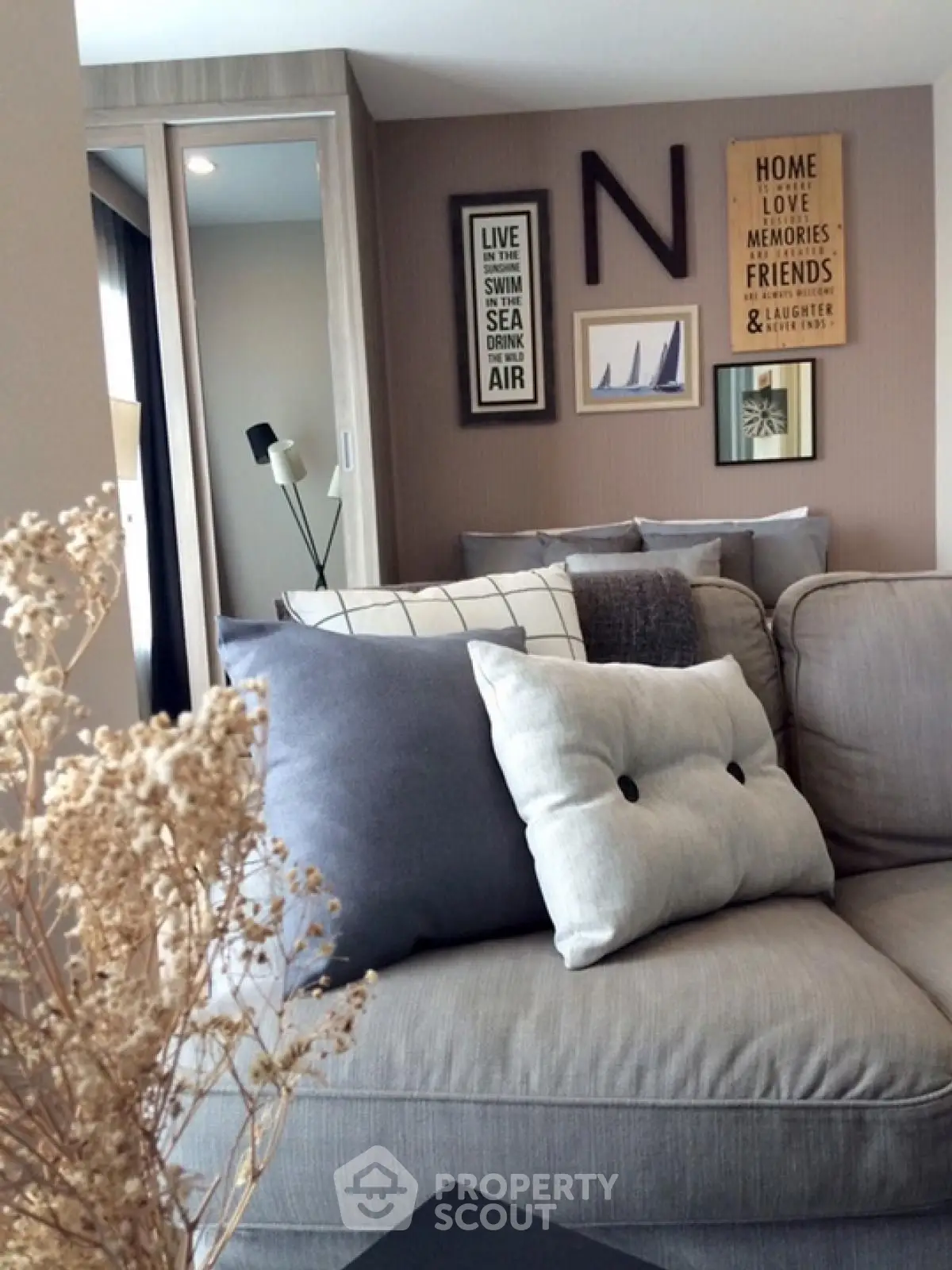 Cozy living room with stylish decor and comfortable seating