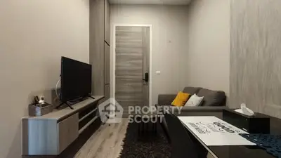 Modern living room with sleek furniture and stylish decor