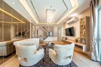 Luxurious modern living room with elegant decor and spacious layout
