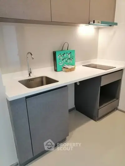Modern kitchen with sleek cabinetry and induction cooktop