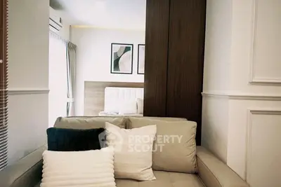 Modern living room with stylish decor and cozy seating