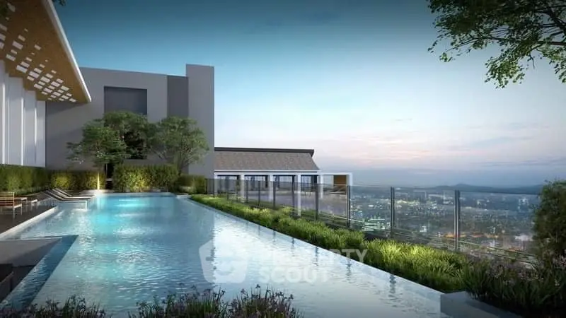 Luxurious rooftop pool with stunning city view and modern design