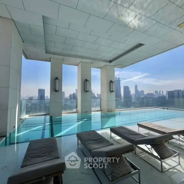 Luxurious rooftop pool with stunning city skyline views, perfect for relaxation and leisure in a modern urban setting.