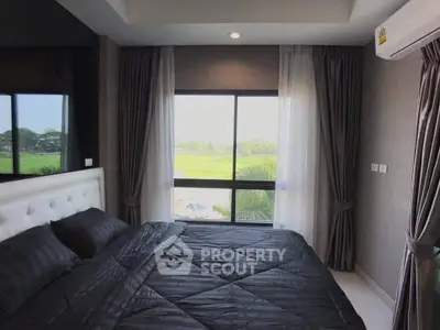 Luxurious bedroom with stunning view and modern decor