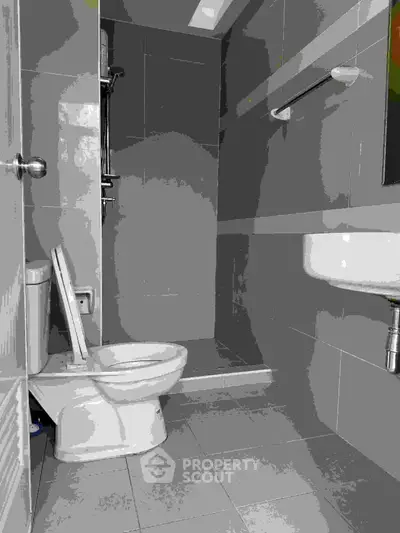 Modern bathroom with sleek fixtures and minimalist design