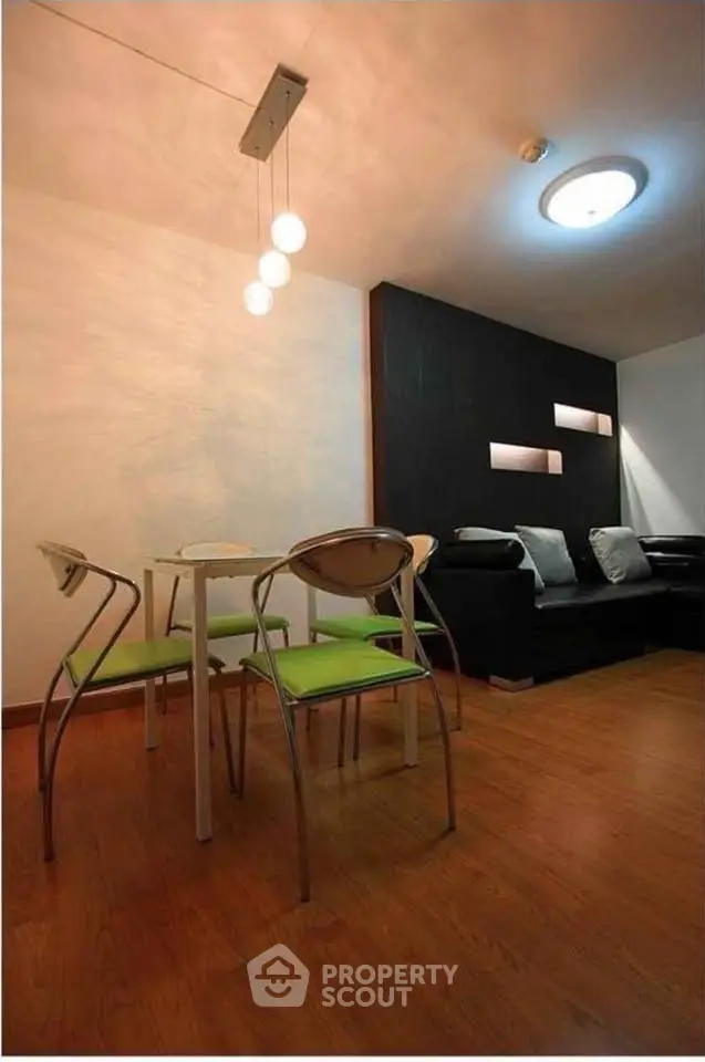 Modern living room with stylish lighting and contemporary furniture