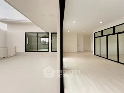 Spacious modern interior with large windows and open layout, perfect for natural light and contemporary living.