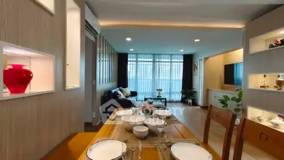 Spacious modern living room with dining area and elegant decor