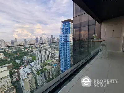 Stunning high-rise balcony with panoramic city skyline view