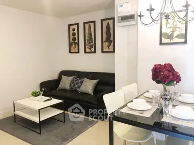 Stylish living room with elegant dining area and modern decor