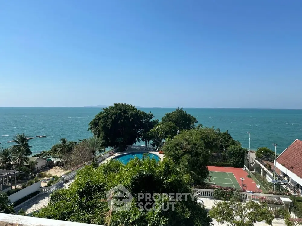Stunning oceanfront view with pool and tennis court in luxury property