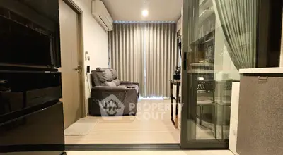 Modern living room with cozy seating and stylish decor