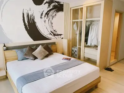 Modern bedroom with stylish decor and spacious wardrobe