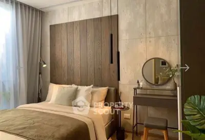 Modern bedroom with stylish decor and cozy ambiance