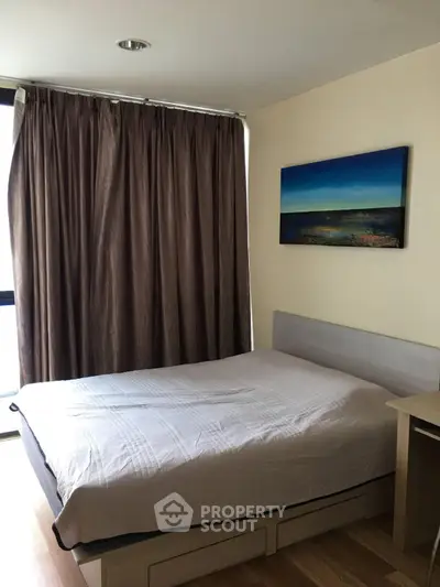 Cozy bedroom with modern decor and natural light