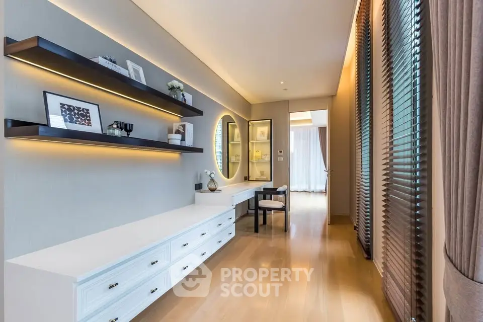 Luxurious modern hallway with elegant decor and ambient lighting