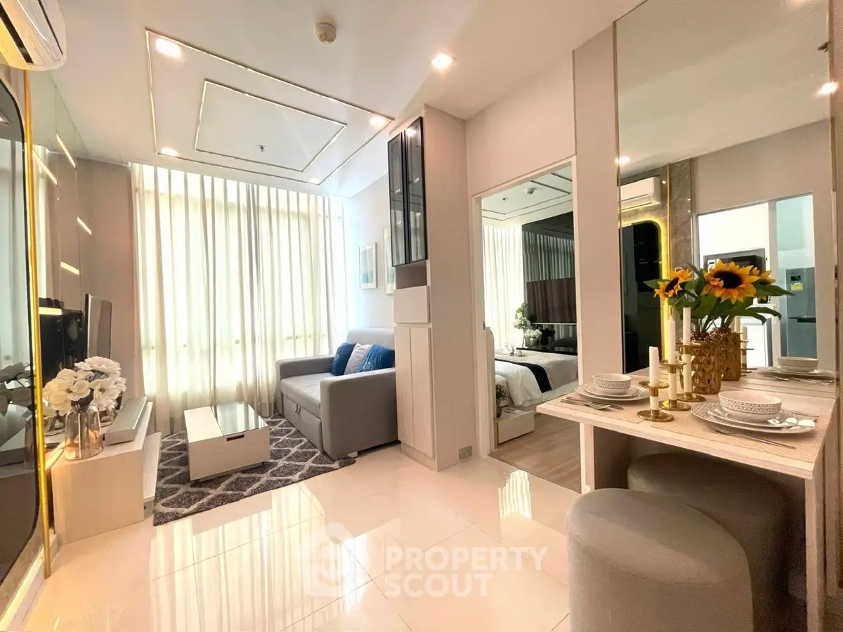 Modern living room with elegant decor and cozy ambiance