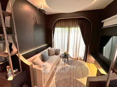 Stylish modern living room with cozy sofa and elegant decor