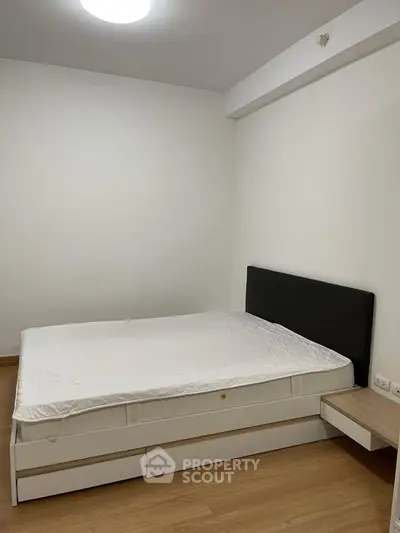 Spacious bedroom with modern bed and minimalist design