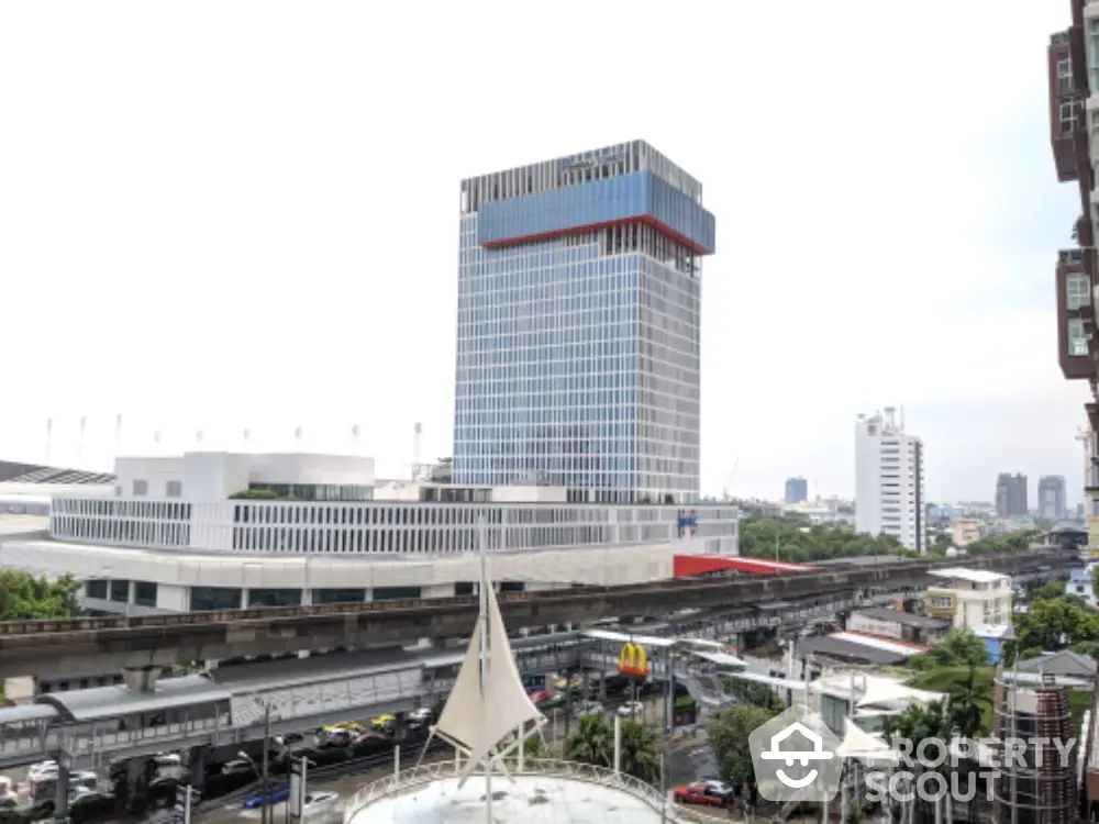 Stunning cityscape view featuring modern high-rise buildings and bustling urban infrastructure.