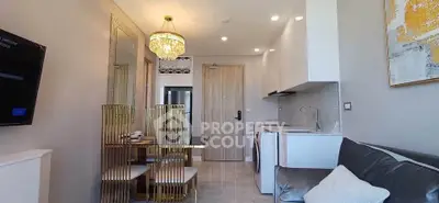 Luxurious modern living room with elegant dining area and stylish decor