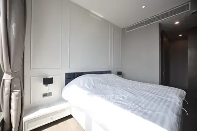 Modern bedroom with sleek design and natural light