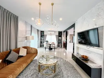 Luxurious modern living room with elegant decor and stylish furniture