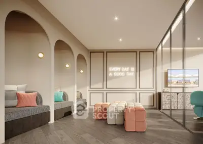 Stylish modern living room with cozy seating and inspirational wall art