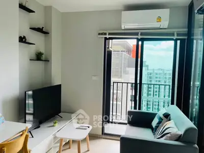 Modern living room with balcony view in a stylish apartment