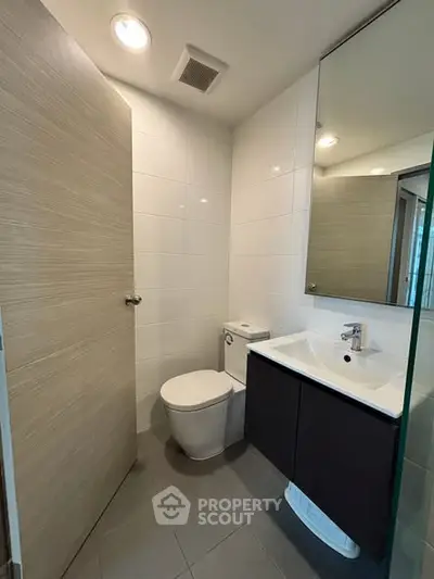 Modern bathroom with sleek fixtures and minimalist design