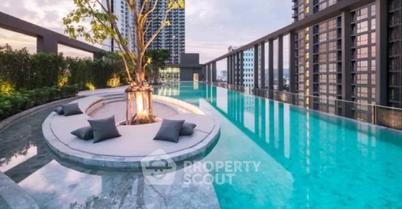 Luxurious rooftop pool with stunning cityscape views and modern design.