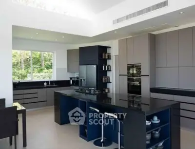 Modern kitchen with sleek cabinetry and island in luxury home